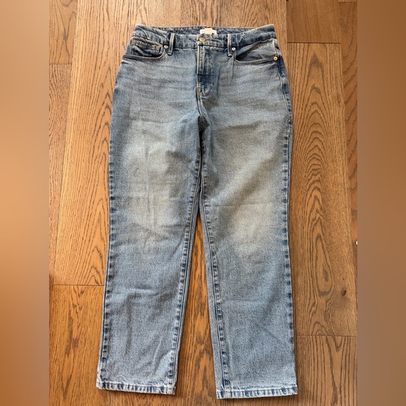 Good American Blue Straight Leg Jeans High-Waisted - Picture 2 of 5